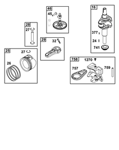 Crankshaft Group Diagram and Parts List for 31Q507-0014-H5 200000 - 399999 Briggs and Stratton Engine